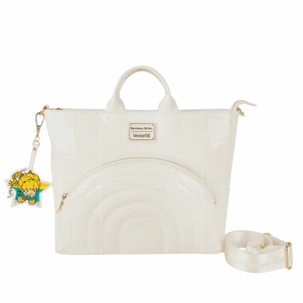 New Loungefly Rainbow Brite White Embossed Women's Convertible Tote Backpack